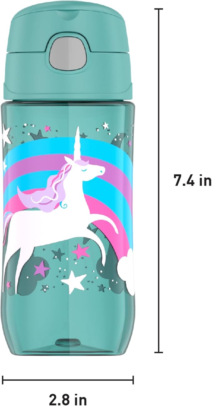 Thermos Funtainer 16 Ounce Plastic Hydration Bottle with Spout Lid, Color Change Unicorns