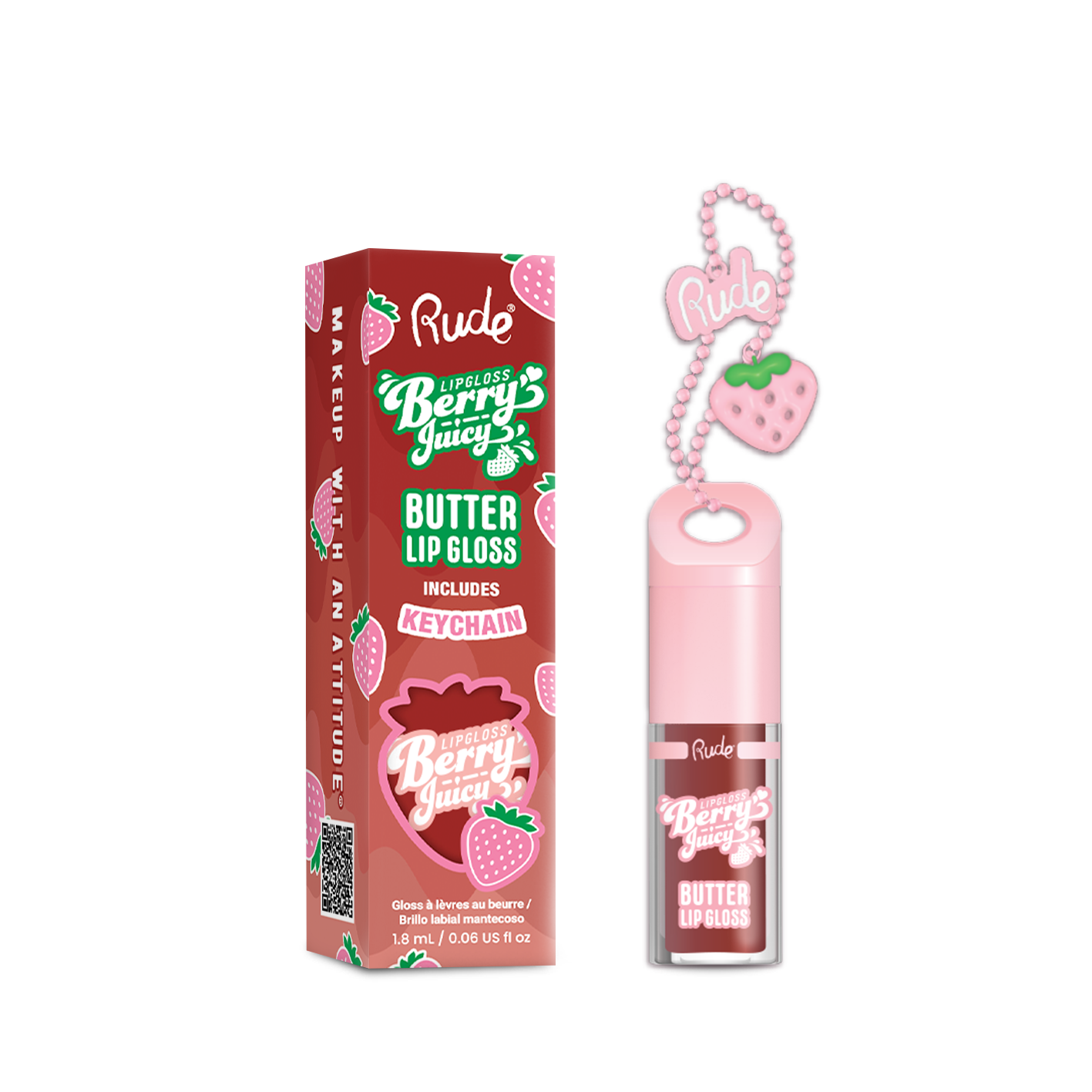 Rude Cosmetics - Berry Juicy Butter Lip Gloss Keychain