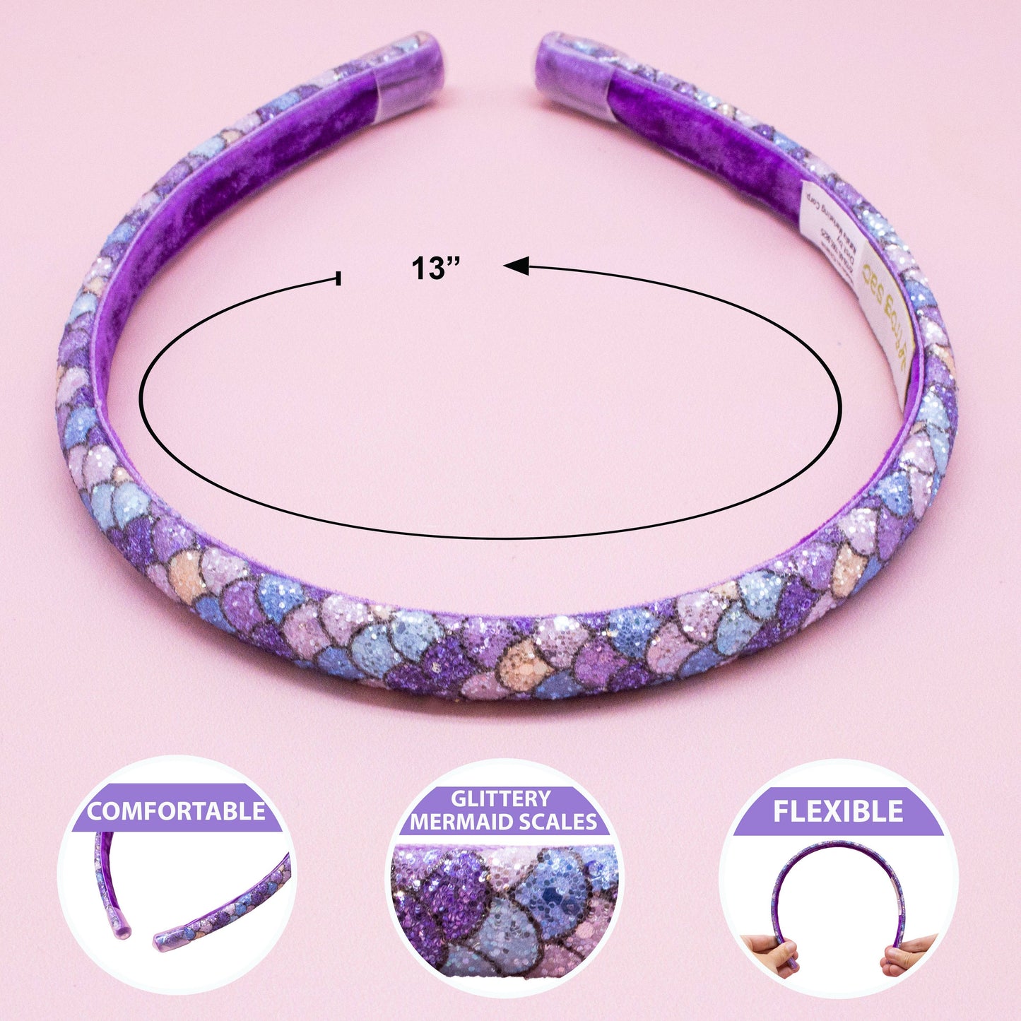 Frog Sac - Mermaid Headband - Kids Thin Non Slip Hair Accessories