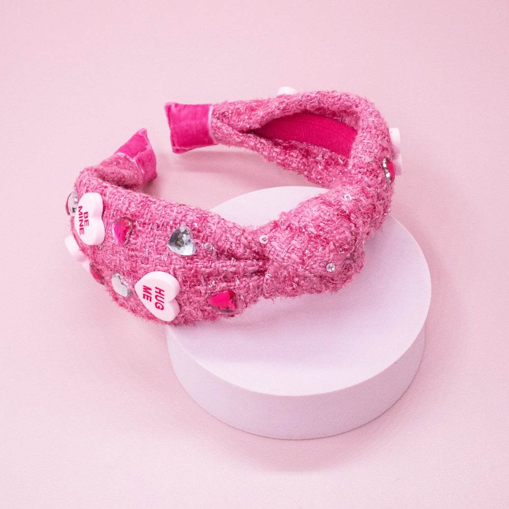 Frog Sac - Kids Embellished Knot Headband - Candy Valentines Day Heart
