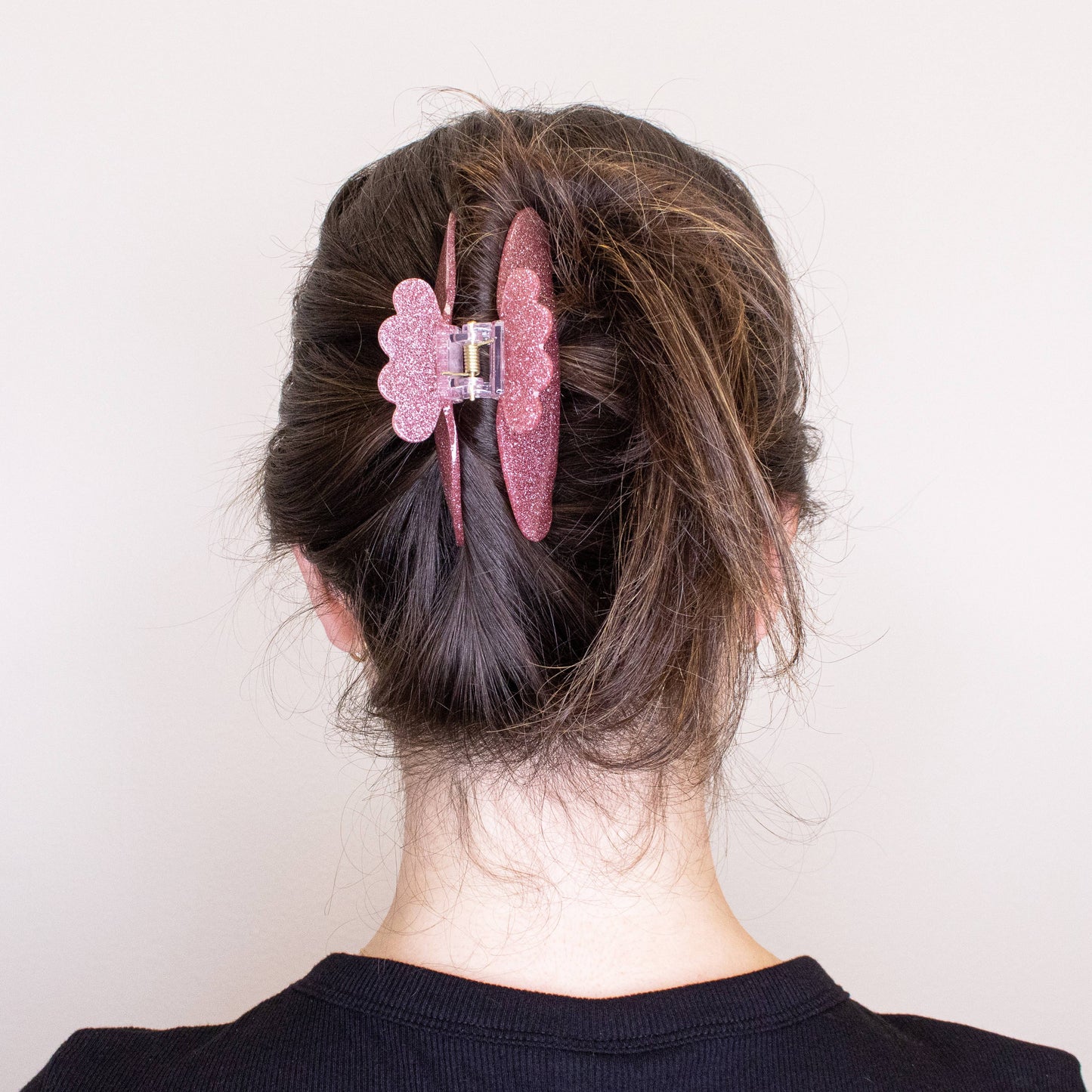 Frog Sac - Medium Round Glitter Hair Claw Clip