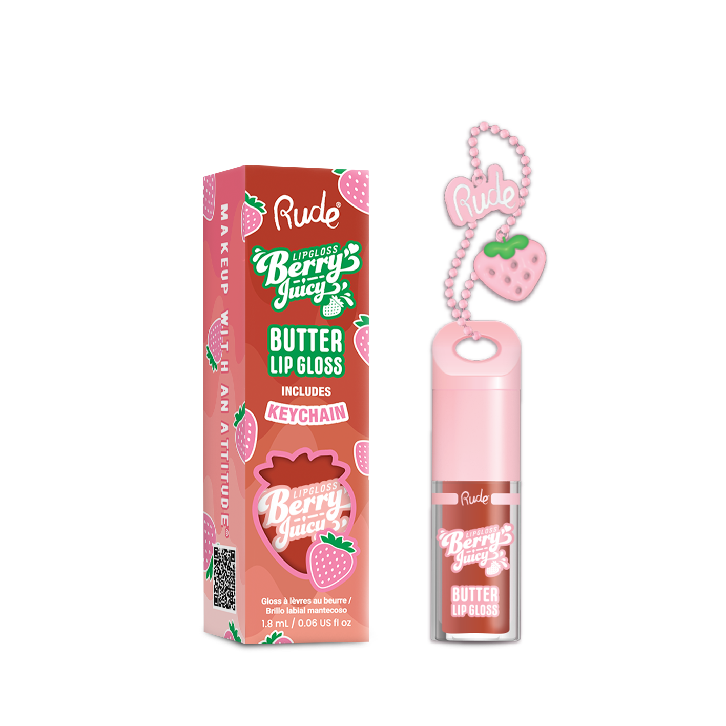 Rude Cosmetics - Berry Juicy Butter Lip Gloss Keychain