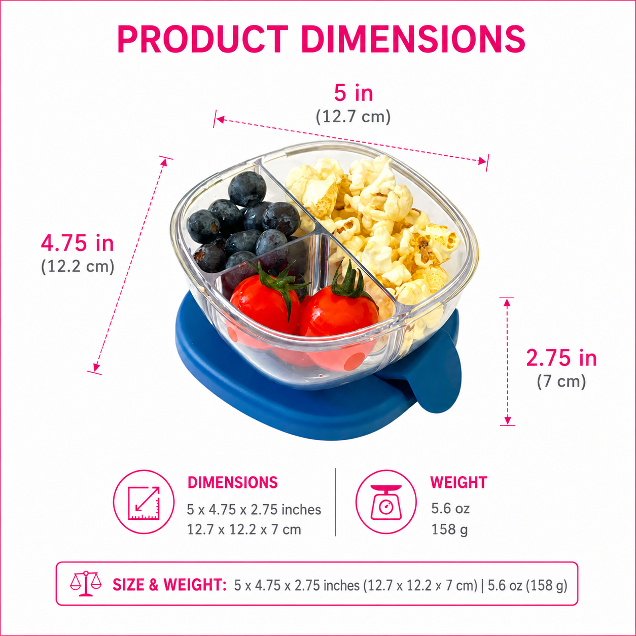 Yumbox - Compact Leakproof Snack Bowl with 3 Compartments
