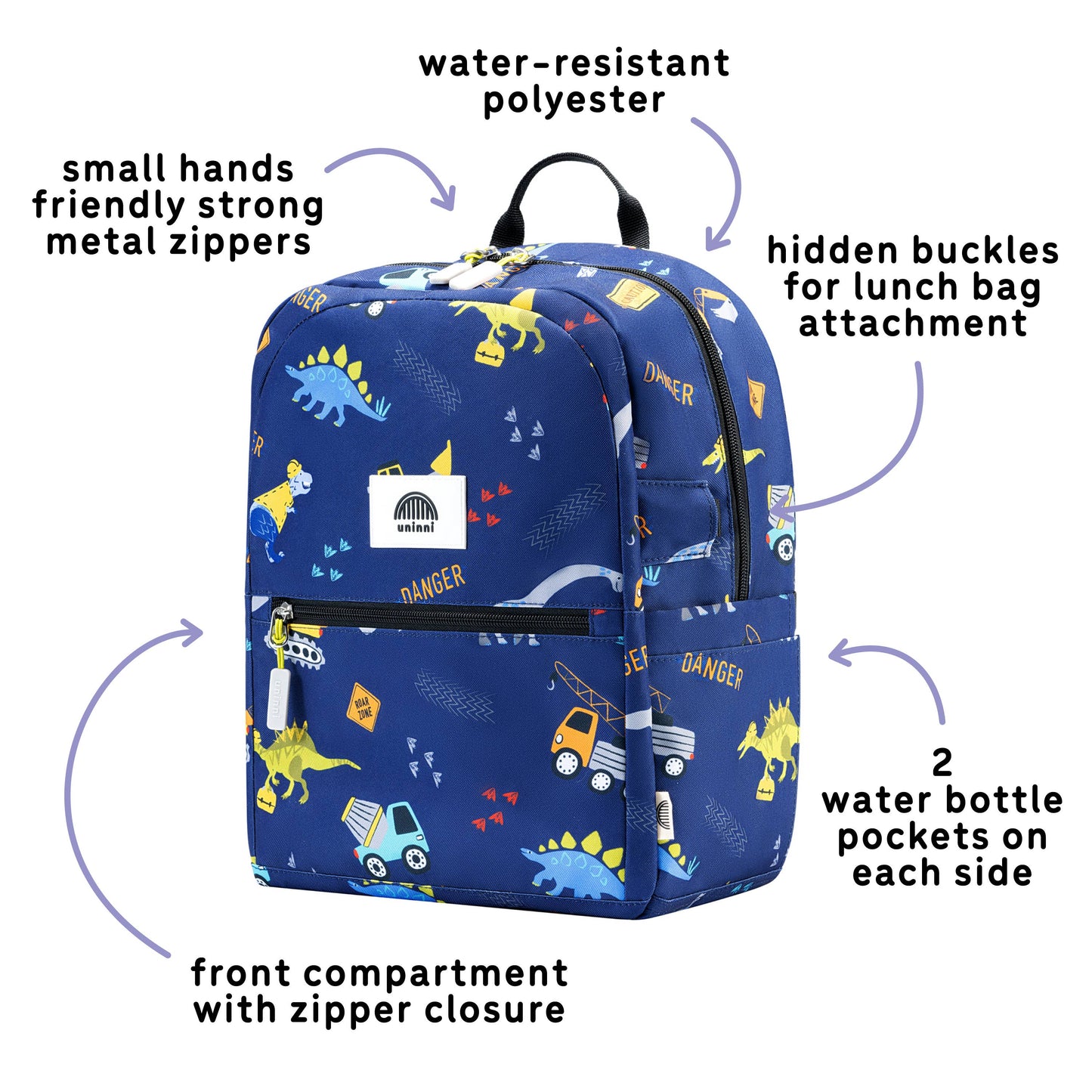 uninni - Ethan Backpack - Blue Dinosaur