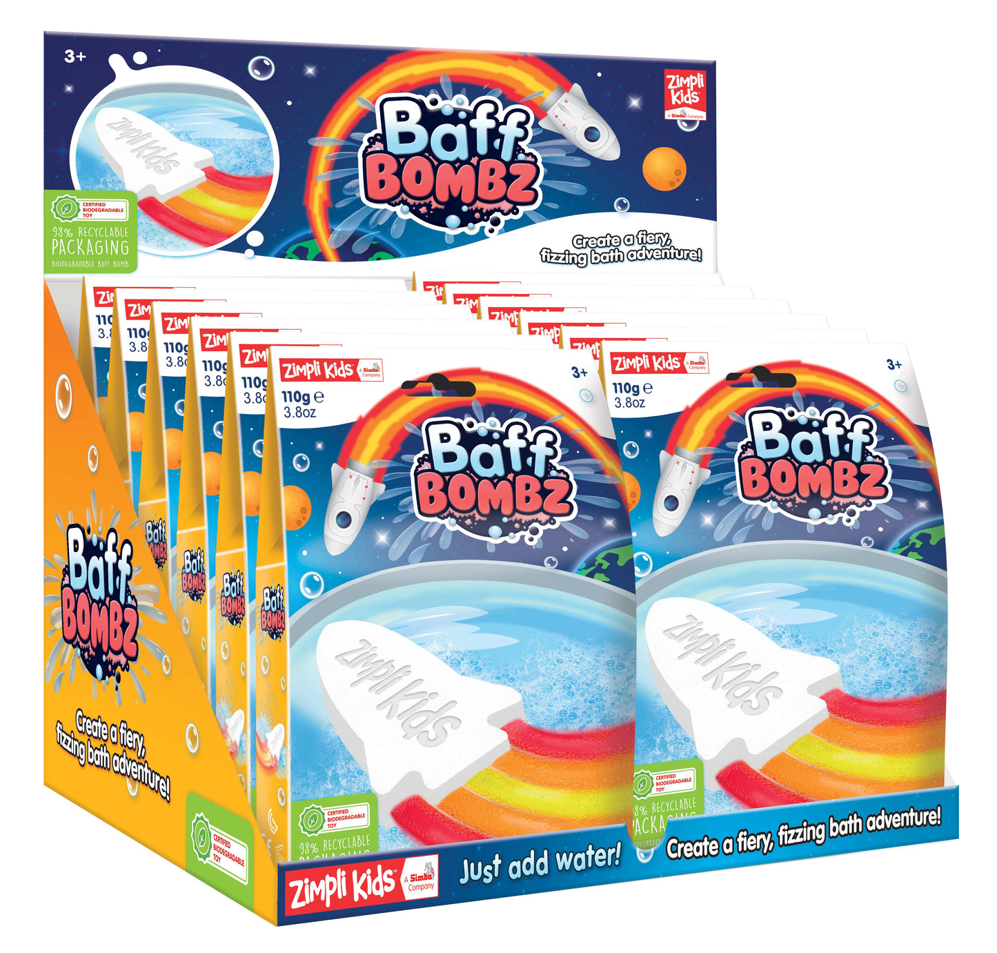 Zimpli Large Rocket Surprise Baff Bombz - Bath Bomb Fizz Toy