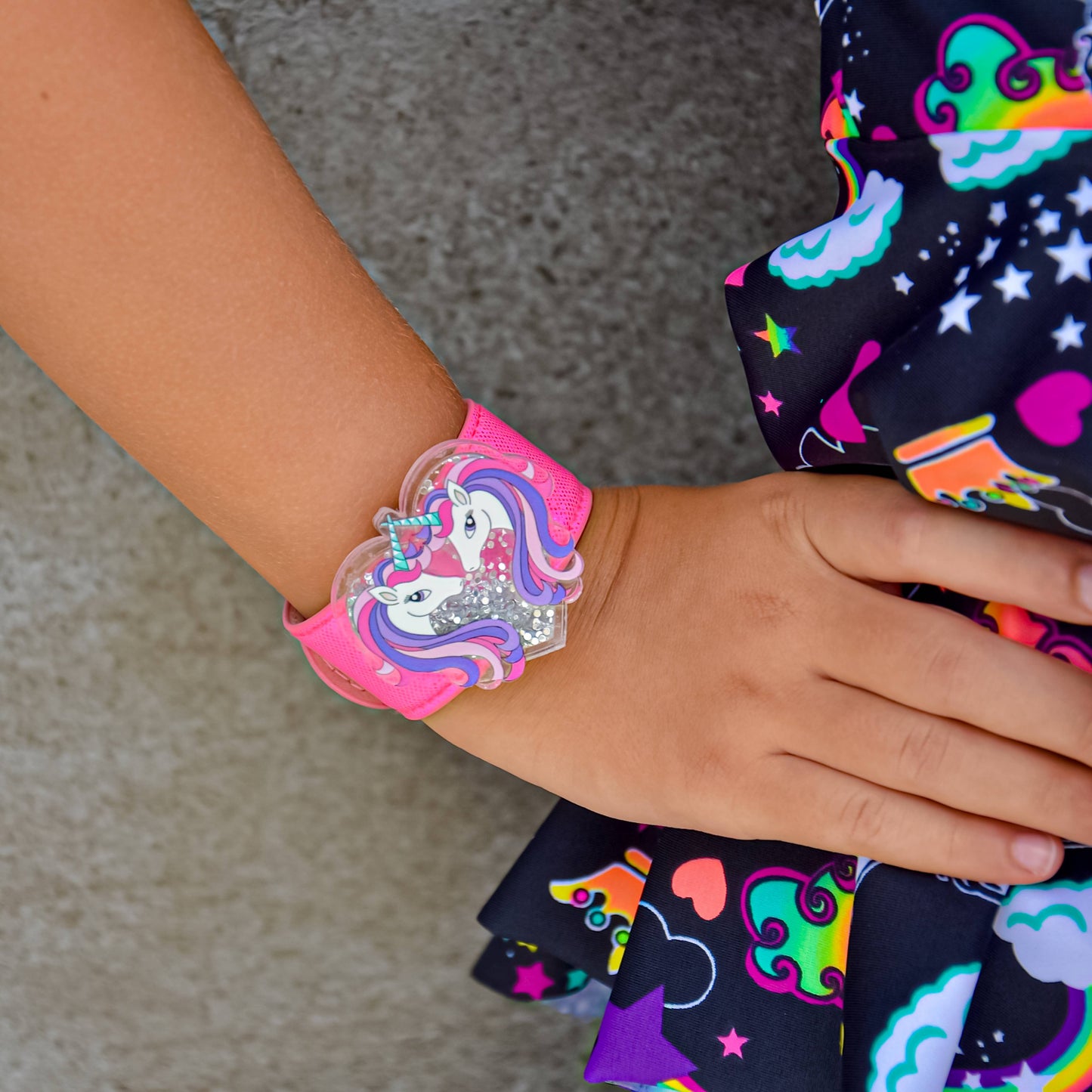 Frog Sac - Unicorn Slap Bracelet with Glitter Shaker Charm