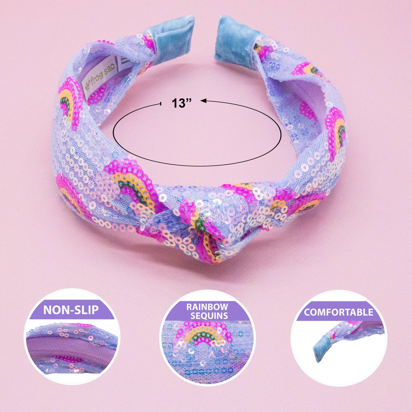Frog Sac - Kids Sequin Knot Headband - Rainbow