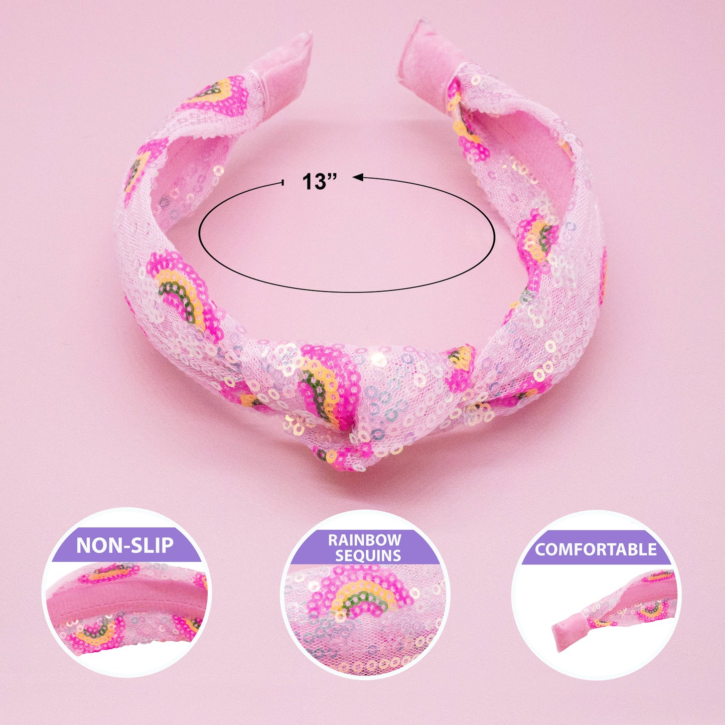 Frog Sac - Kids Sequin Knot Headband - Rainbow
