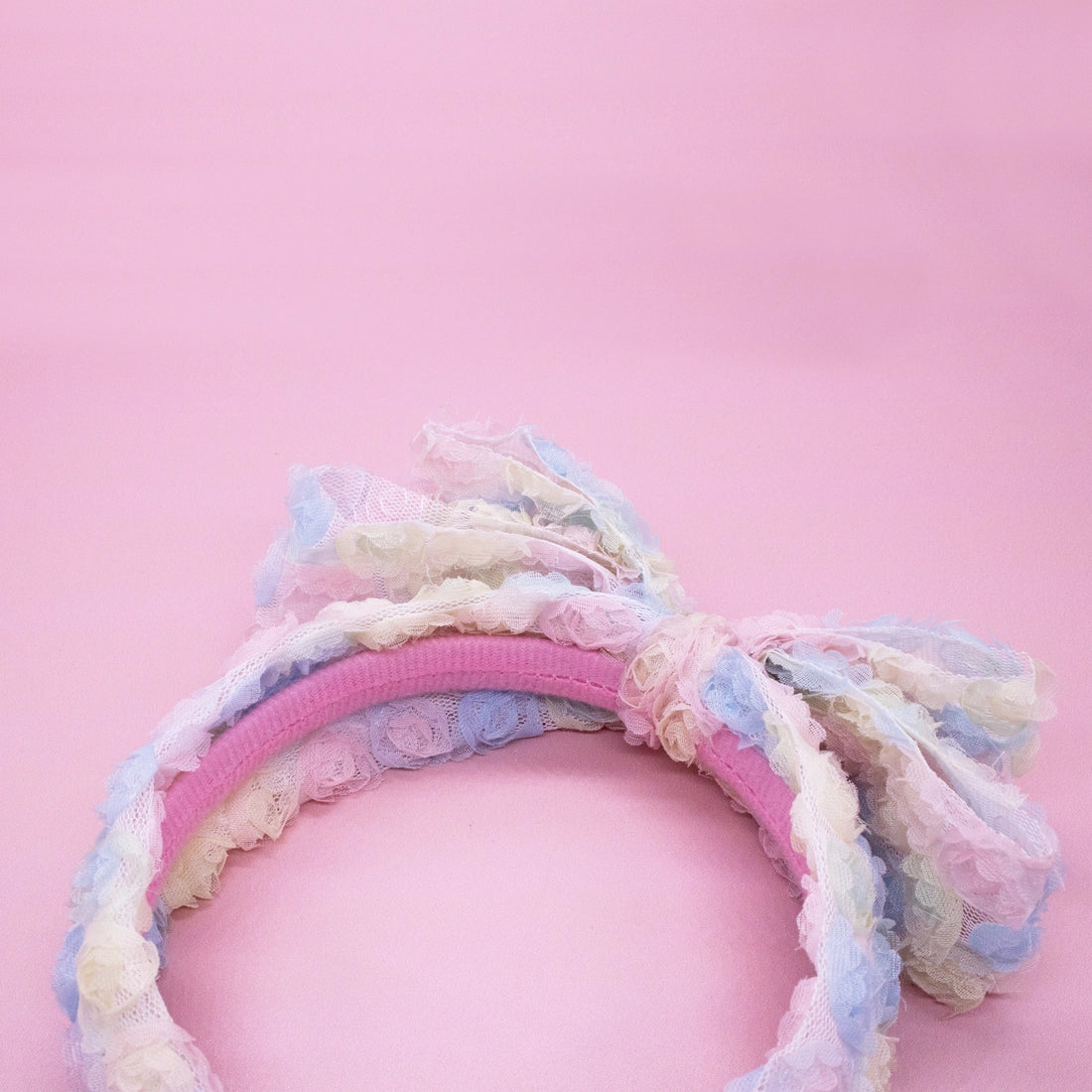 Frog Sac - Big Bow Headband - Double Layer Rainbow Mini Rosette