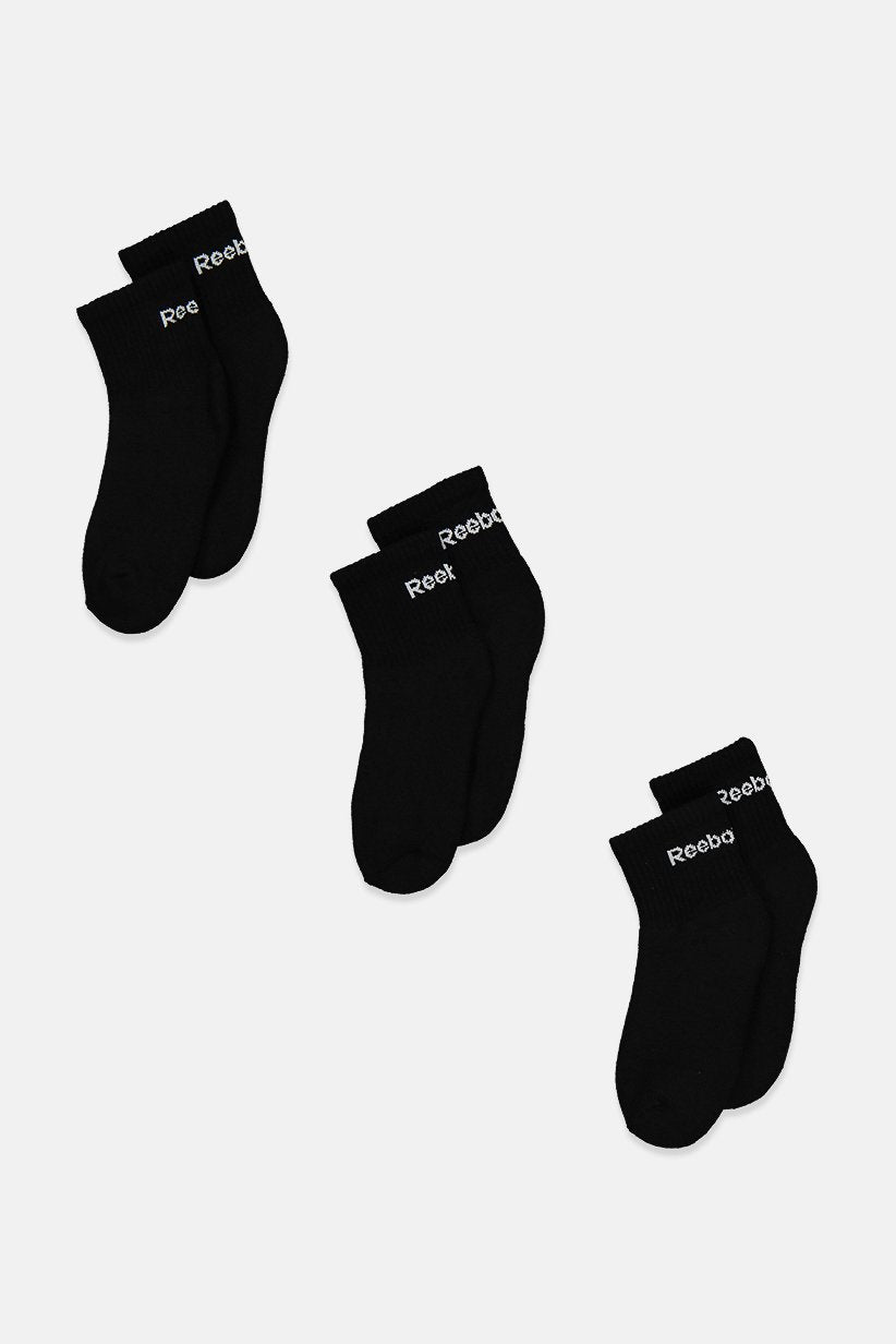 Reebok - Kids Boys 3 Pairs Full Cushion High Crew Socks, Black
