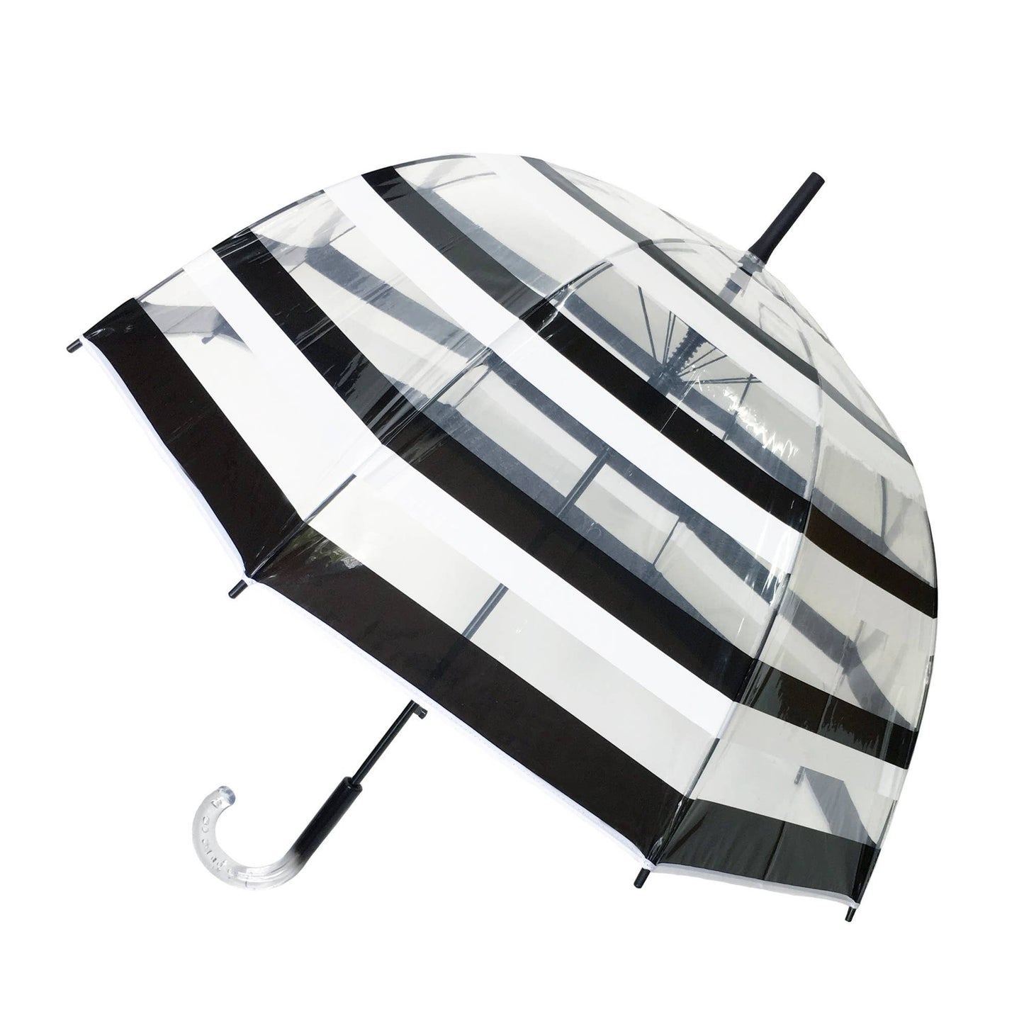 SMATI - Long Transparent Umbrella Black & White Stripe