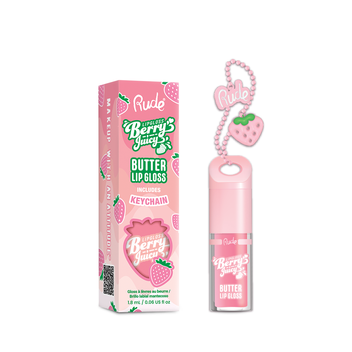 Rude Cosmetics - Berry Juicy Butter Lip Gloss Keychain
