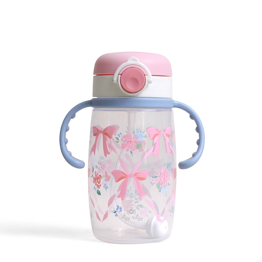 Itzy Ritzy Canada - Itzy Sips - Straw Cup With Snap-Close Lid: Ribbons & Roses