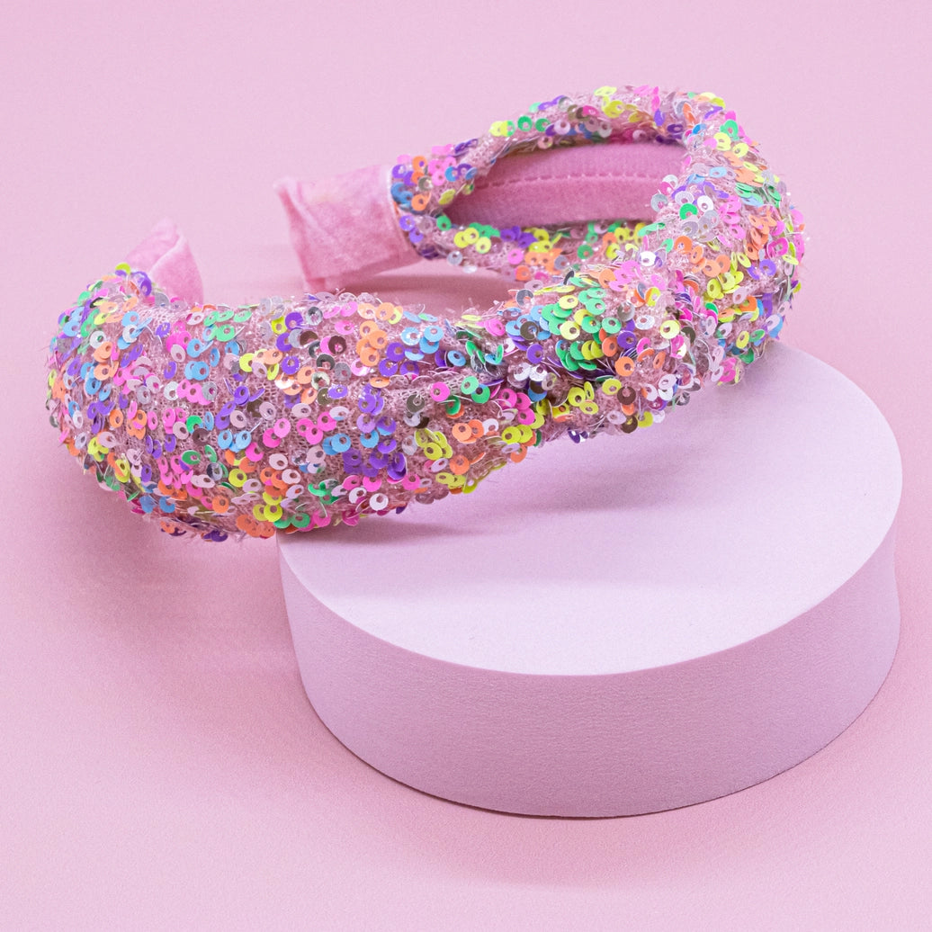 Frog Sac - Kids Knot Headband - Sequin Knotted Hair Band Accessories