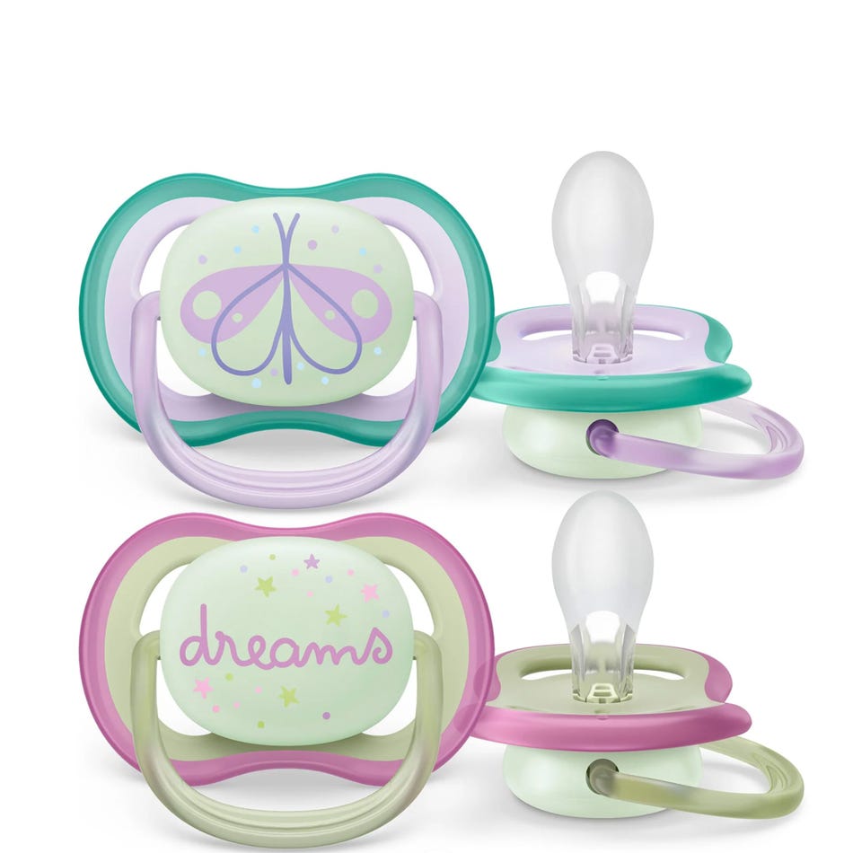 Philips Avent - Ultra Air Pacifier Night 2pk 0-6M Dragonfly+Dream
