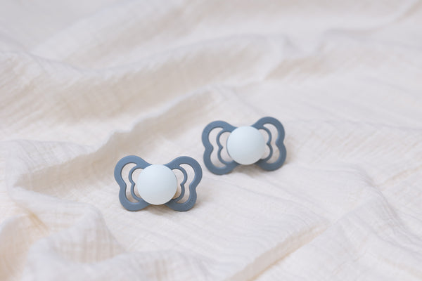 BIBS Pacifier Supreme Silicone 2 PK Blush GLOW / Vanilla GLOW