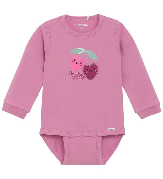 Minymo  - Long Sleeve Mauve Orchild Bodysuit - 3 Months