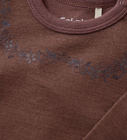 Celavi - CeLaVi Bodysuit Wool  Maroon w. Print- 3M