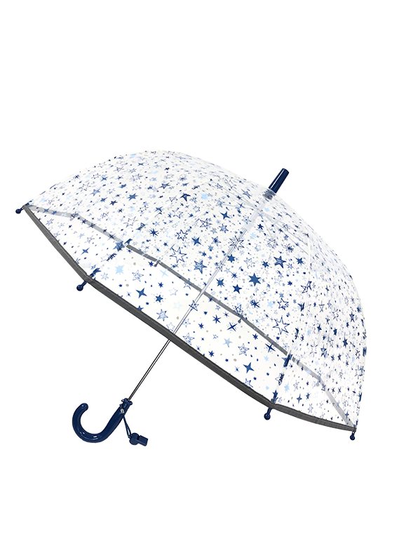 Smati Paris Blue Stars Transparent Fluorescent Kids Umbrella