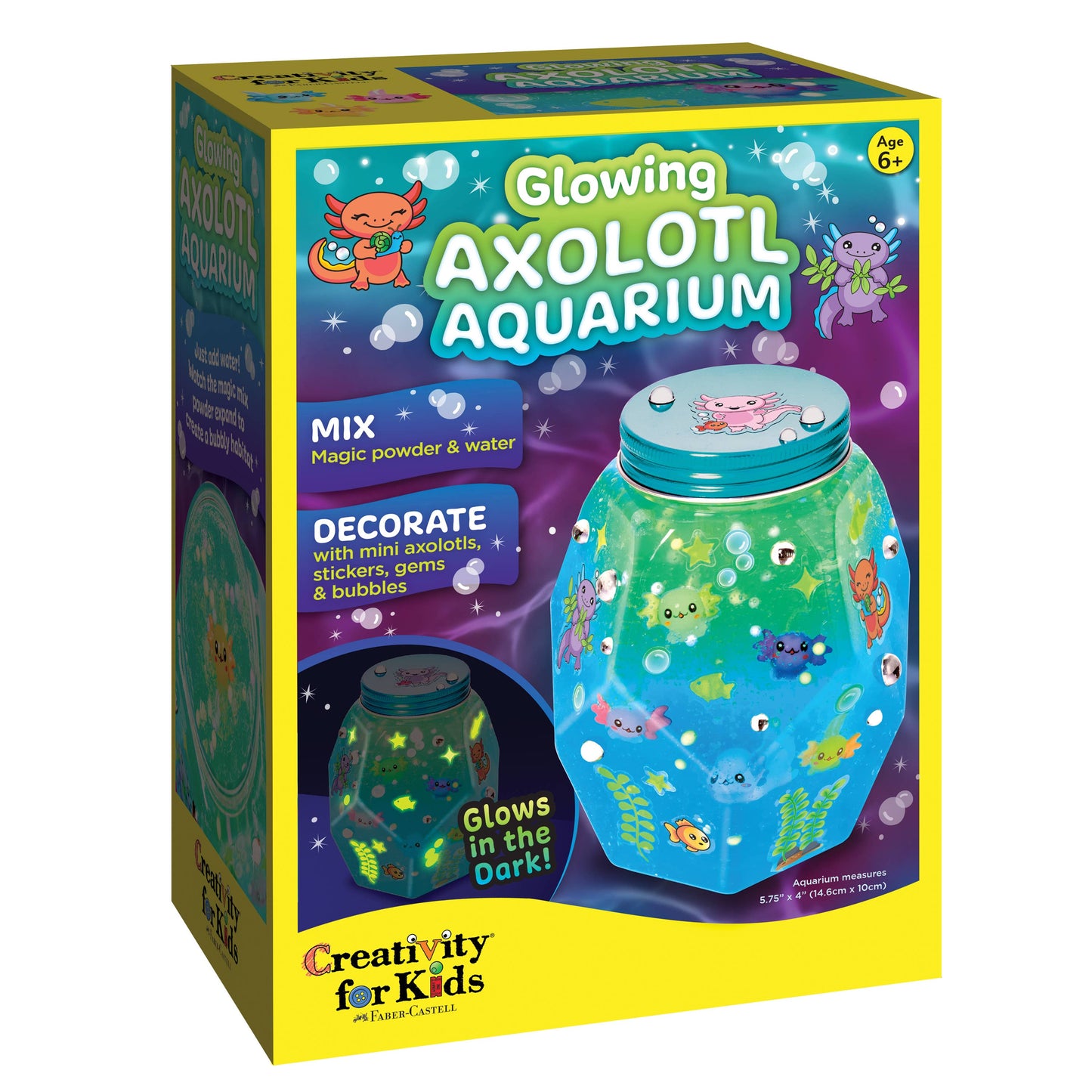 Box of Glowing Axolotl Aquarium kit by Creativity for Kids on a white background