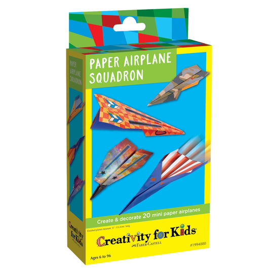 Box of 'Paper Airplane Squadron' craft kit by Creativity for Kids on a white background