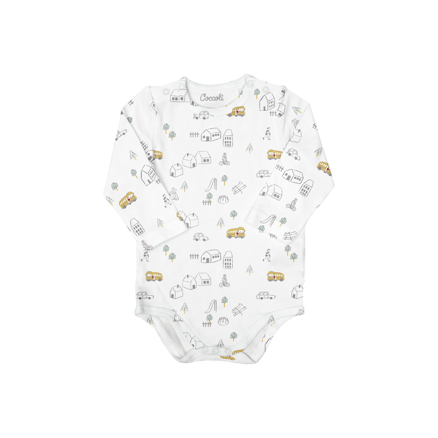 Coccoli Modal Romper Long Sleeve Bodysuit - School Bus 3M