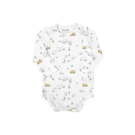 Coccoli Modal Romper Long Sleeve Bodysuit - School Bus 3M