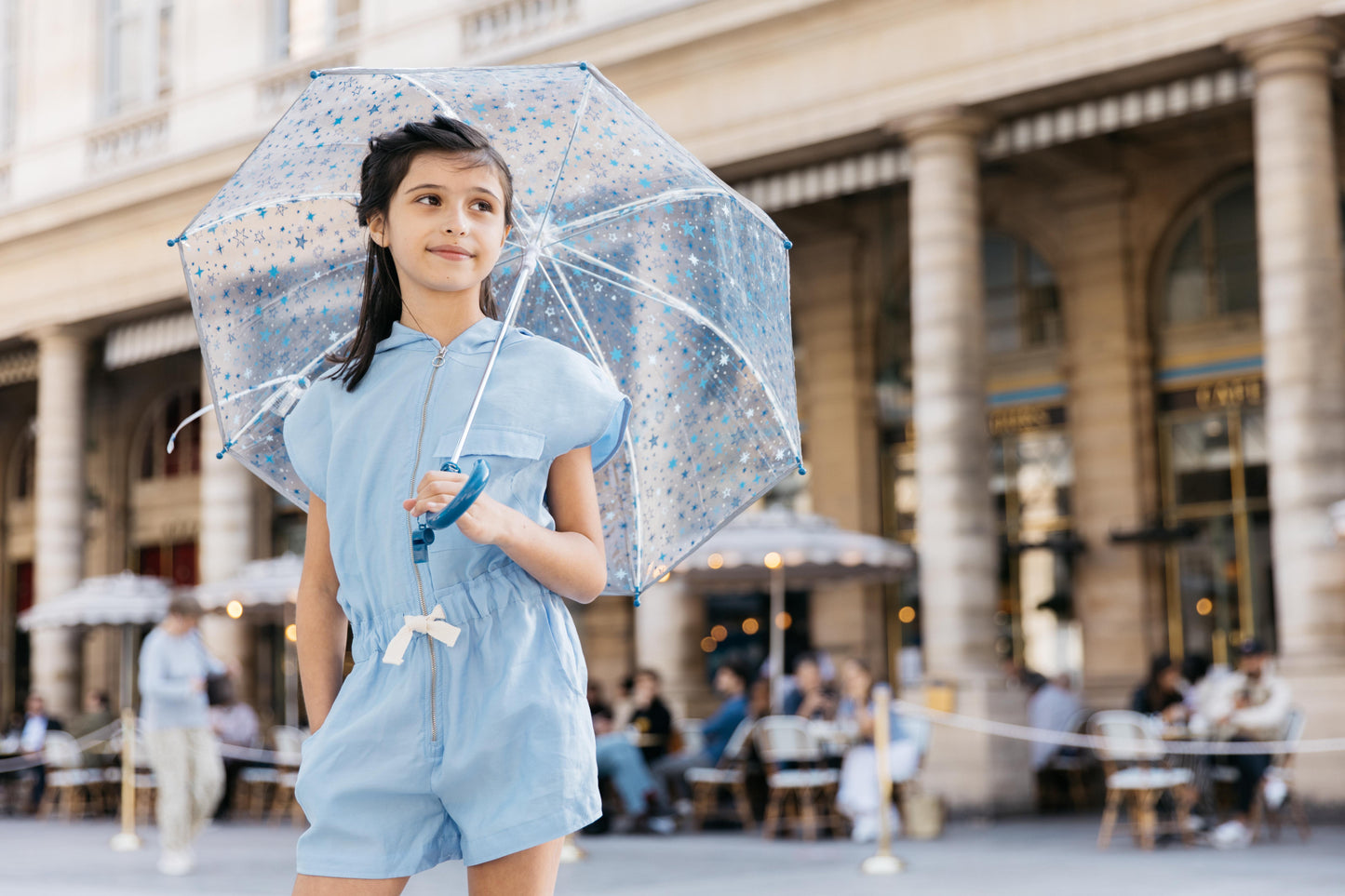 Smati Paris Blue Stars Transparent Fluorescent Kids Umbrella