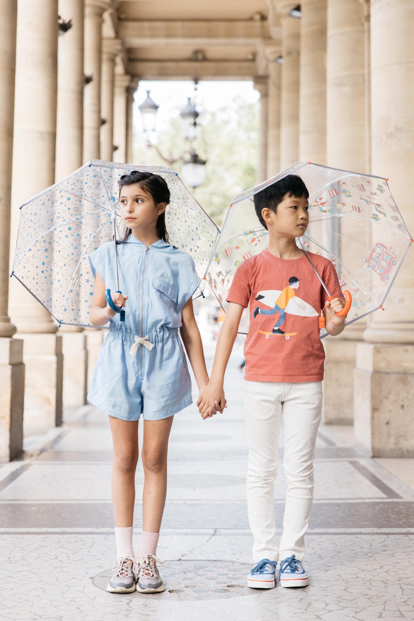 Smati Paris Blue Stars Transparent Fluorescent Kids Umbrella