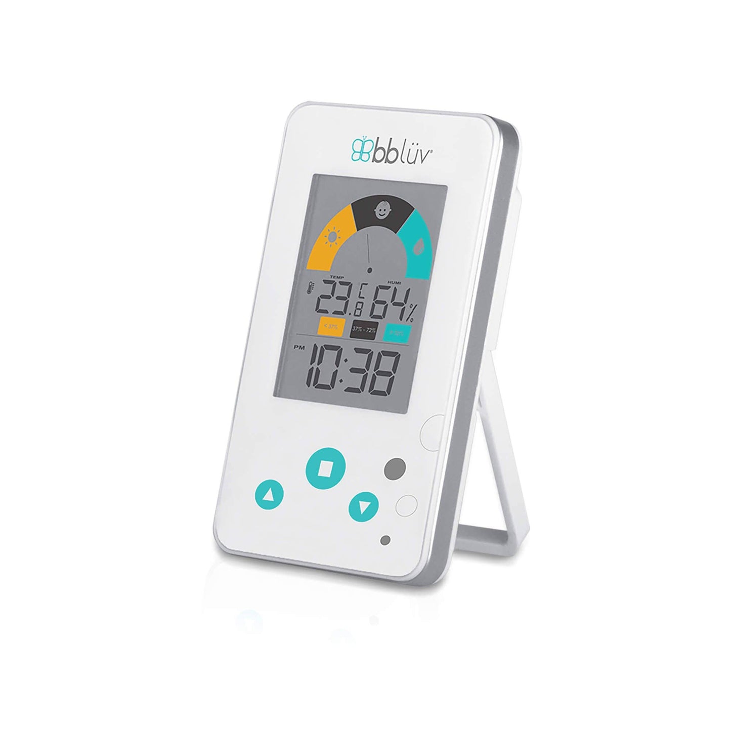 Digital thermometer with bbluv branding on a white background