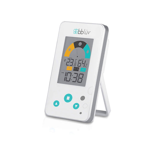 Digital thermometer with bbluv branding on a white background