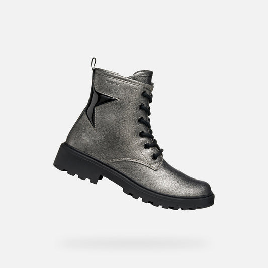 Geox Casey Junior Grey Combat Boots