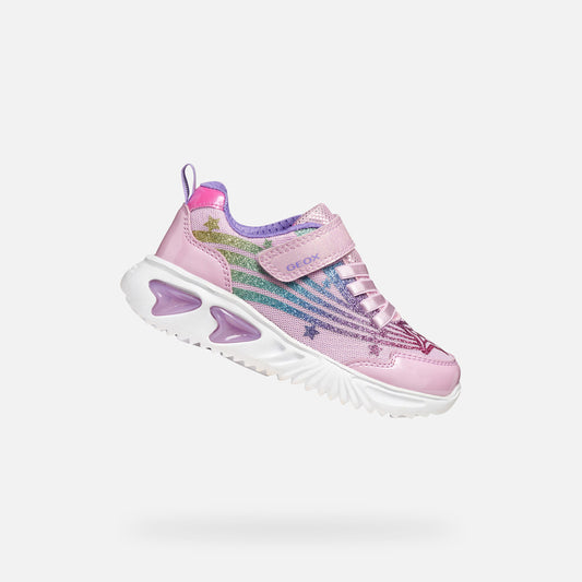 Geox Assister Girl's Sneakers Pink Multicolor with Lights