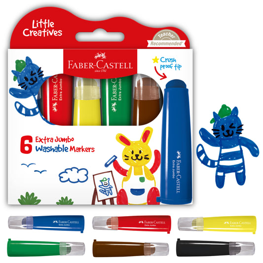 Faber-Castell Little Creatives washable markers set with packaging and markers displayed.