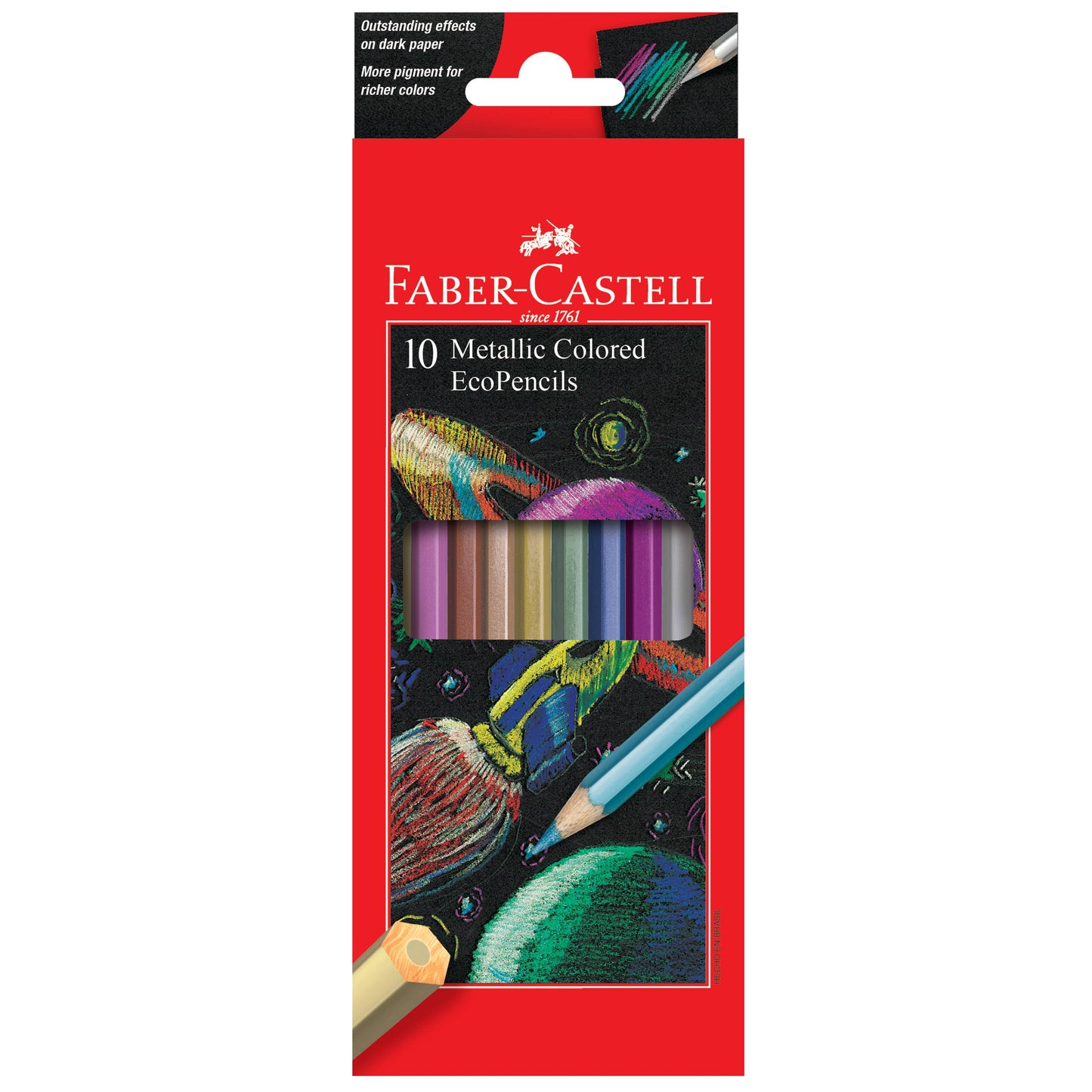Faber-Castell metallic colored ecoPencils packaging on a white background