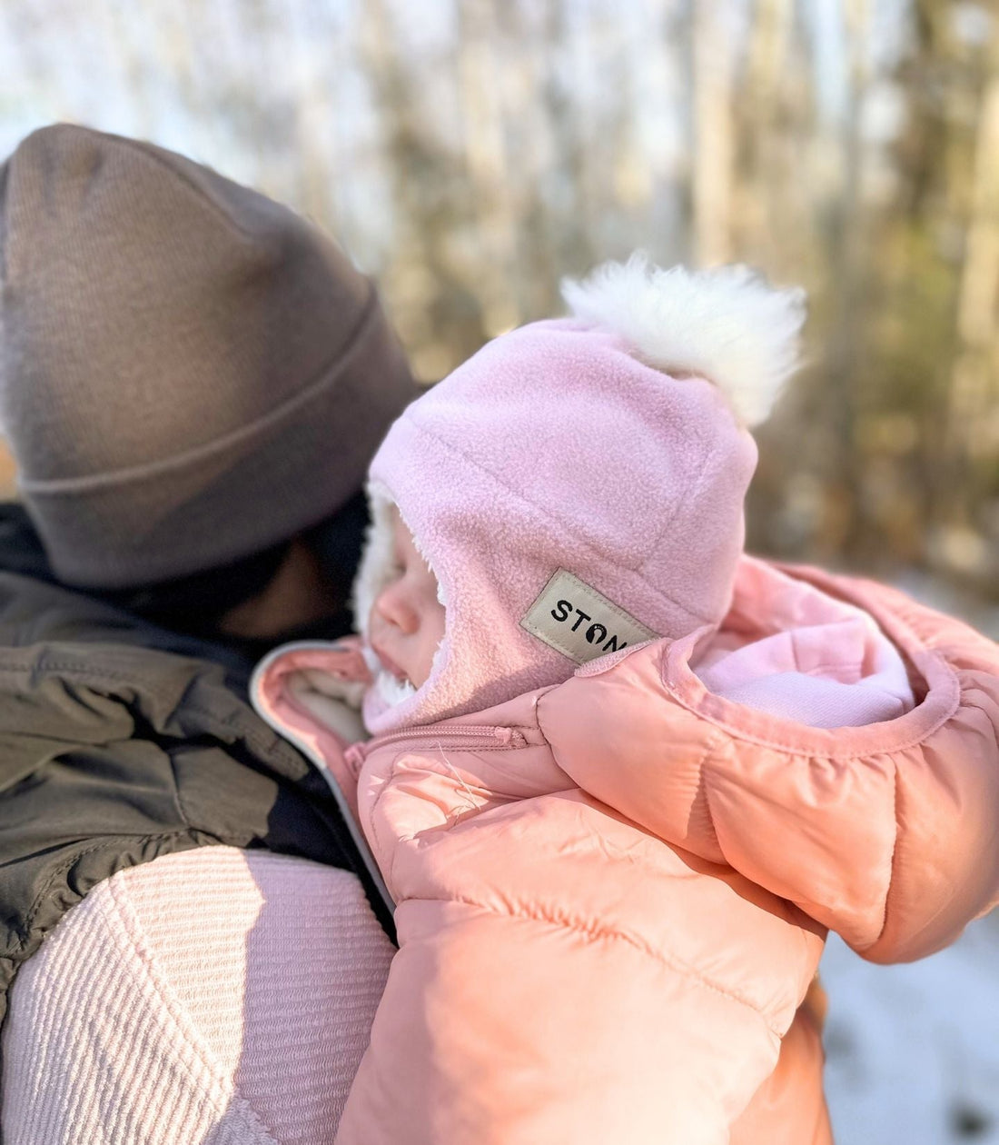 Stonz Fleece Hat for Baby and Toddler - Sherpa Lined with Chin Strap