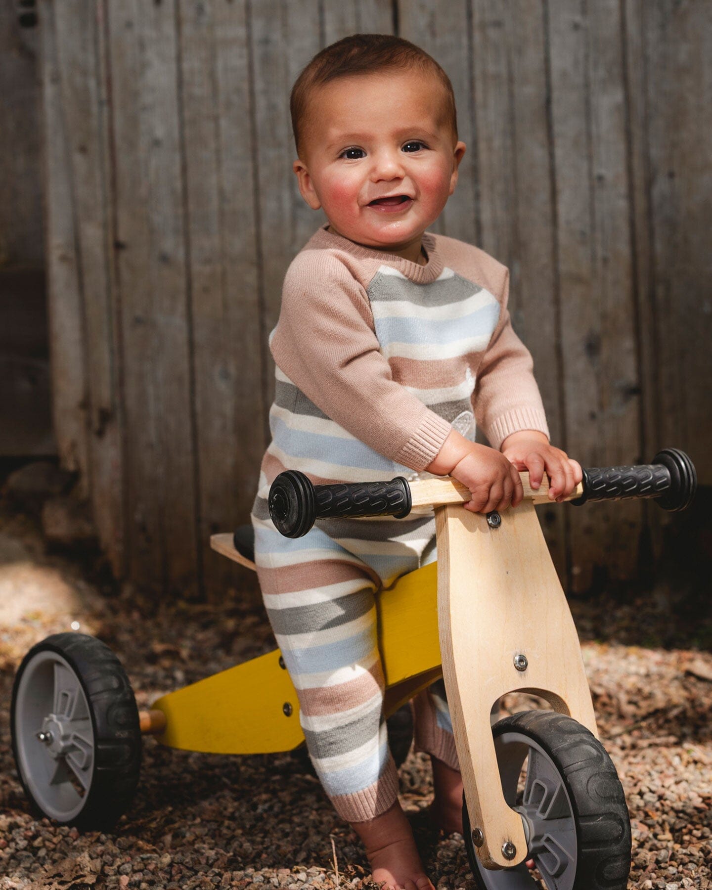 Deux par Deux - Knitted Romper Blue And Green Stripes