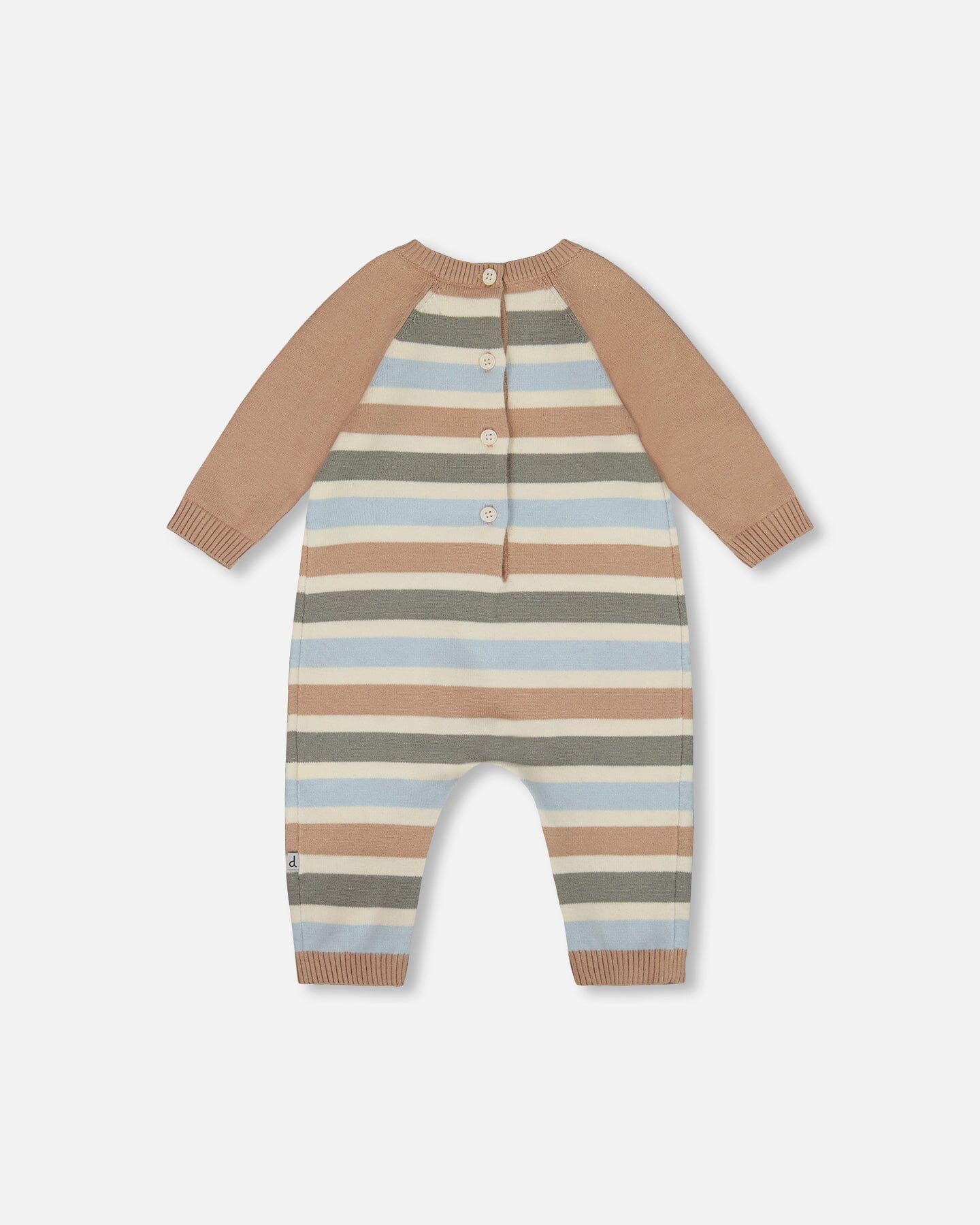Deux par Deux - Knitted Romper Blue And Green Stripes