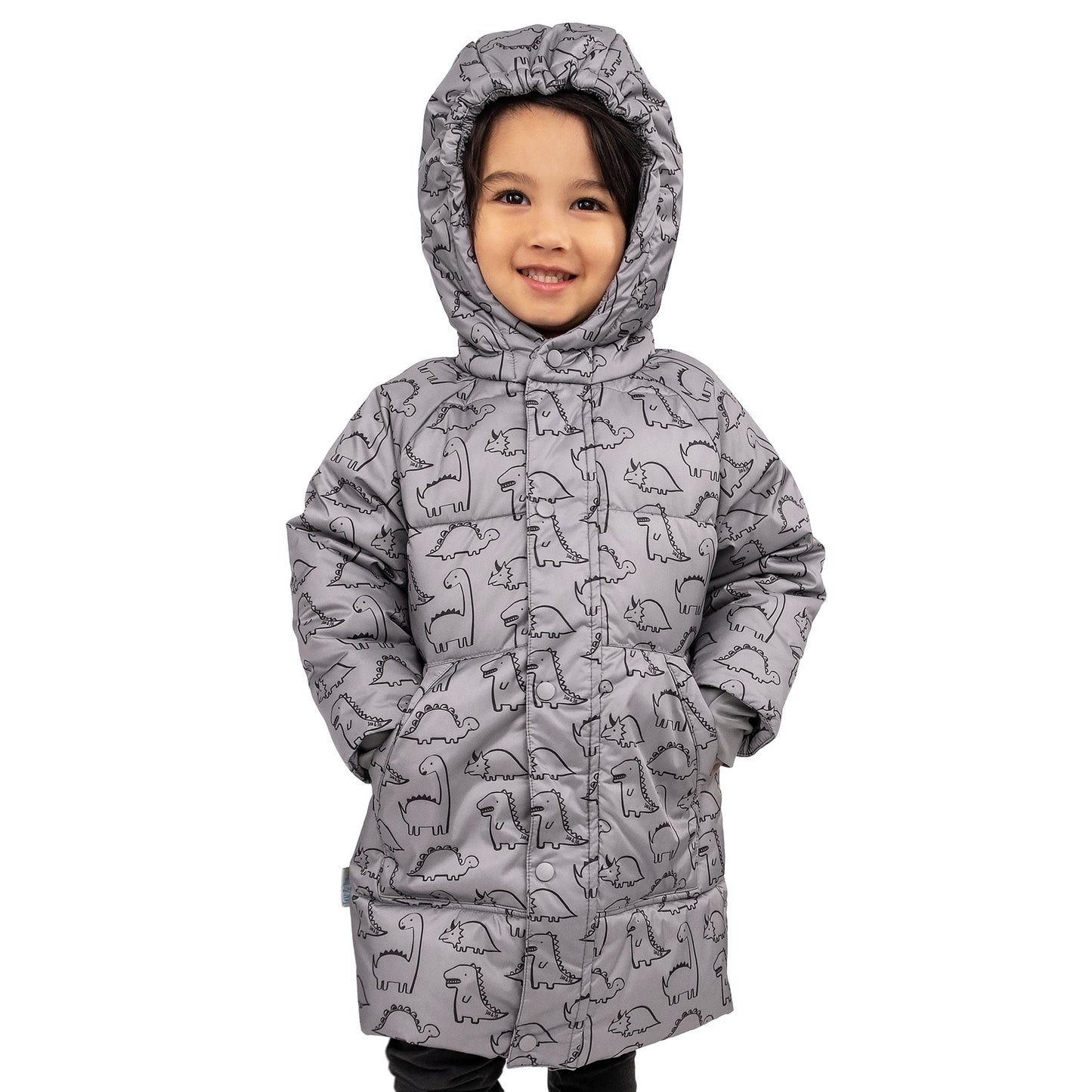Jan & Jul Glacier Dino | Toasty-Dry Puffy Coat
