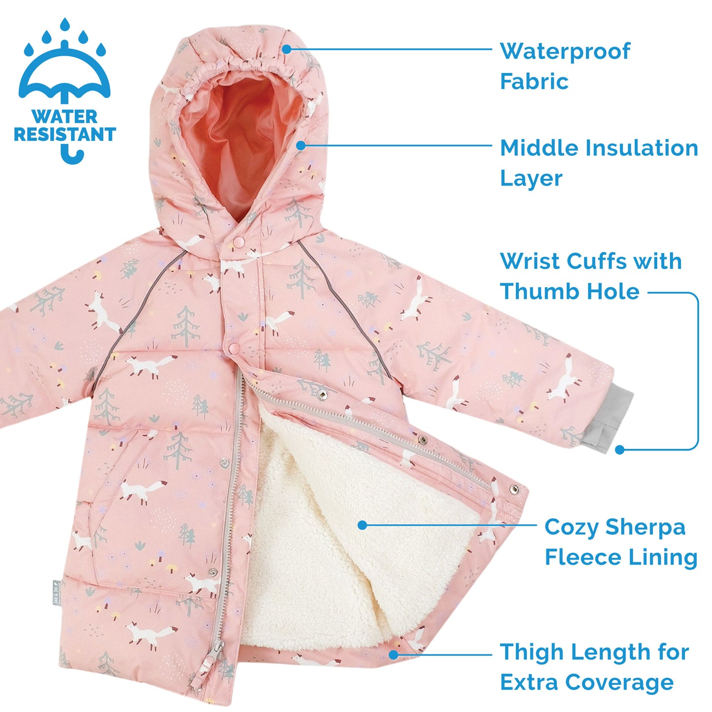 Jan & Jul Pink Forest | Kids Winter Coat