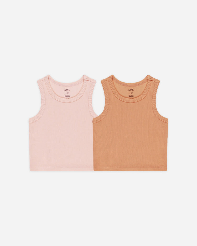 Rylee + Cru - Ribbed Tank Set || Pink, Grapefruit