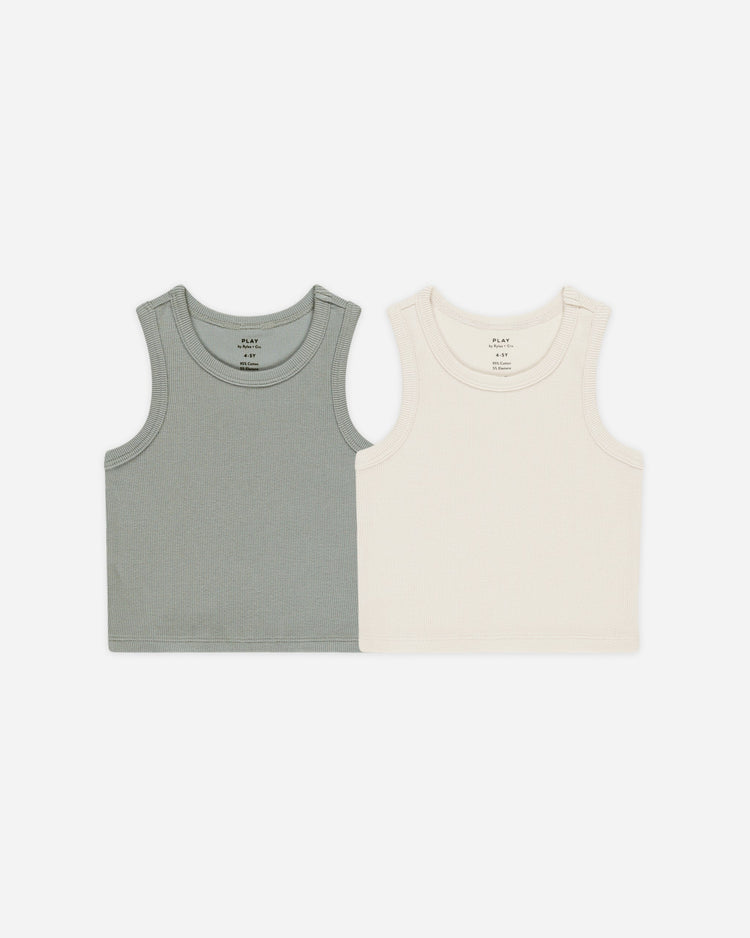 Rylee + Cru - Ribbed Tank Set || Natural, Eucalyptus