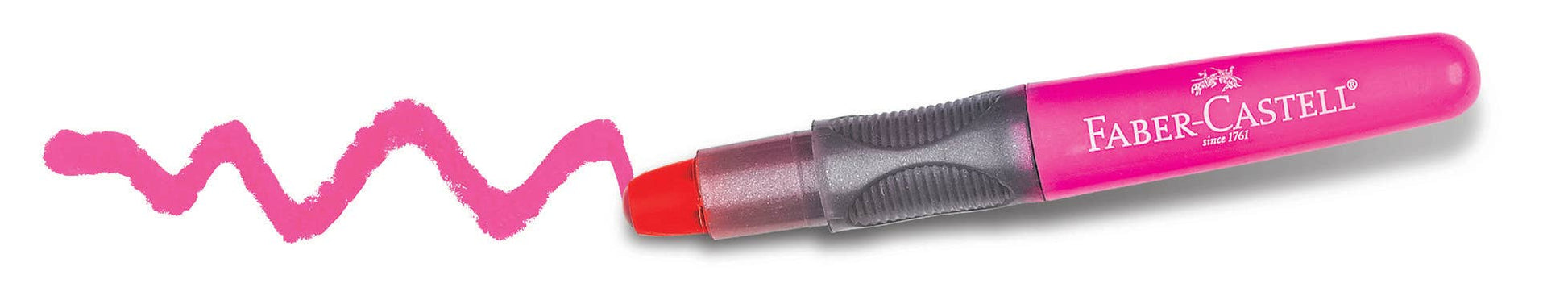 Pink Faber-Castell marker with pink ink on a white background