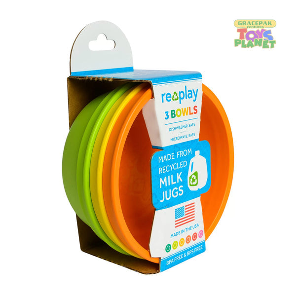 Re-play 3 PK 12 Oz Bowls, Ice Pink, Mint, White