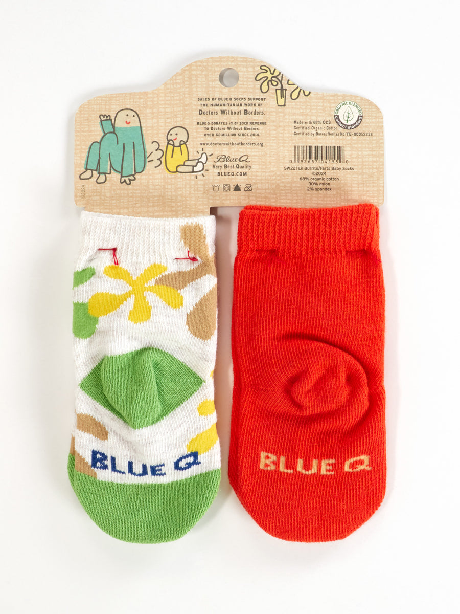 Blue Q - I'm Your Little Burrito/ Don't Blame Your Farts On Me Baby Socks (0-12M)