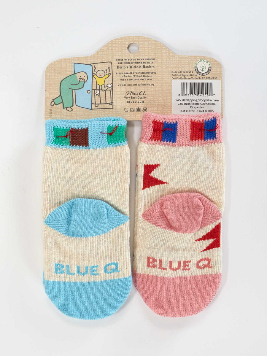 Blue Q - Napping? In This Economy?/Poop Machine Baby Socks (0-12M)