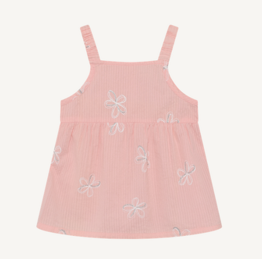 Minymo - Flared Tank Top Blouse with Silver Glitter Floral Detail