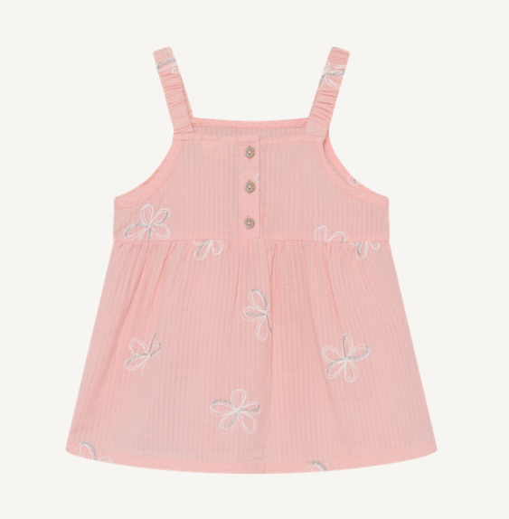 Minymo - Flared Tank Top Blouse with Silver Glitter Floral Detail