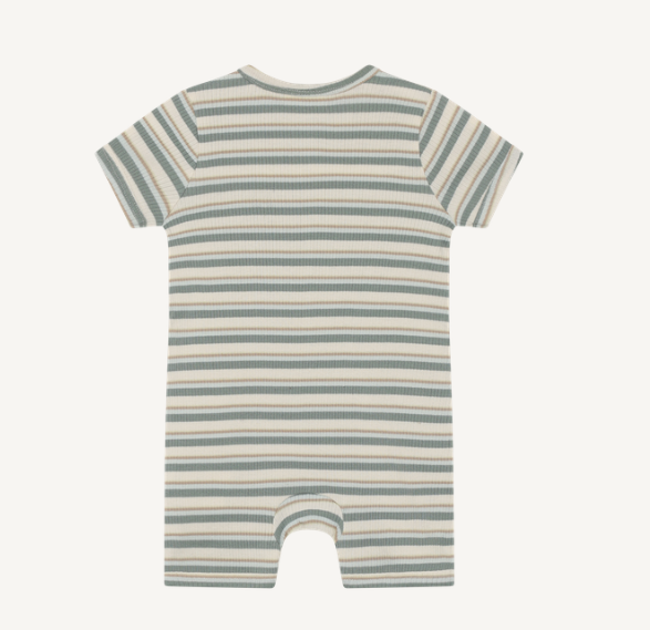 Minymo - Short Sleeved Striped Cotton Romper
