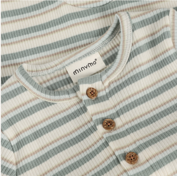 Minymo - Short Sleeved Striped Cotton Romper